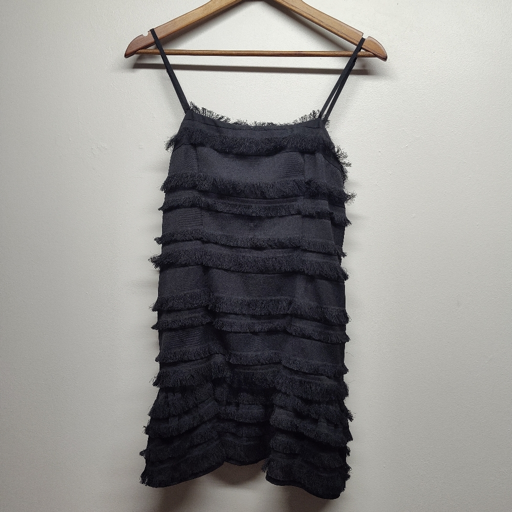 Princess Polly Mini Dress Women Size 8 Black Fringes Sleeveless Slim Fit - Picture 1 of 8